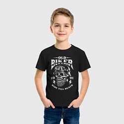 Футболка хлопковая детская Старый байкер, цвет: черный — фото 2