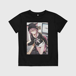Футболка хлопковая детская NECO-тян, цвет: черный