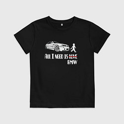 Футболка хлопковая детская BMW и любовь, цвет: черный
