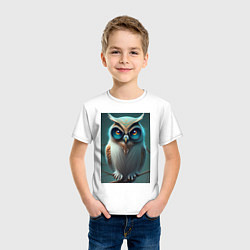 Футболка хлопковая детская Изумрудная Совушка, цвет: белый — фото 2