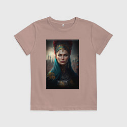 Футболка хлопковая детская Казань персонаж города, цвет: пыльно-розовый