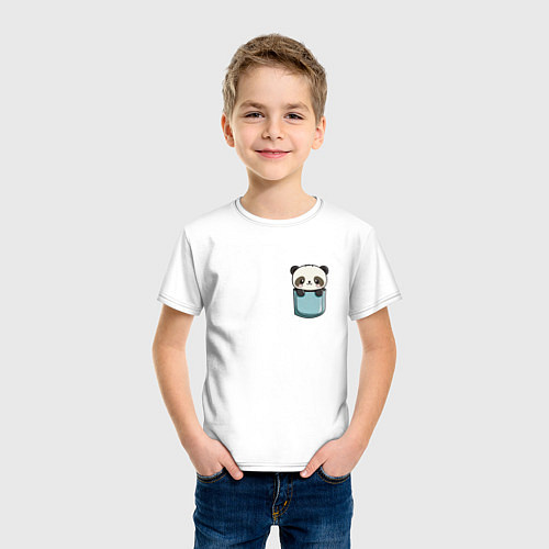 Детская футболка Панда в кармашке / Белый – фото 3