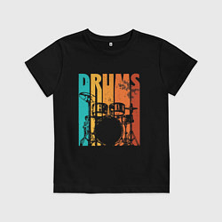 Футболка хлопковая детская Барабанщик стойка, цвет: черный