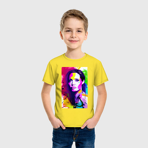 Детская футболка Анджелина Джоли - знаменитая актриса / Желтый – фото 3