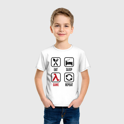 Детская футболка Eat - sleep - Half-Life - repeat / Белый – фото 3