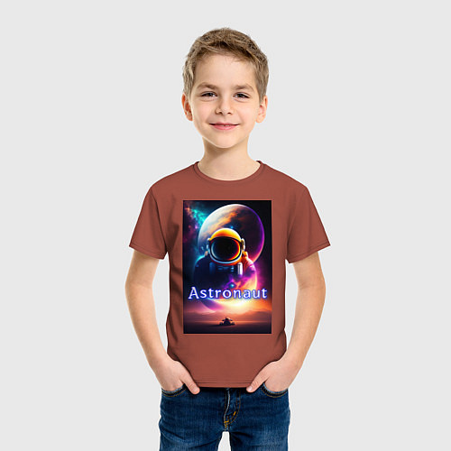 Детская футболка Астронавт и марсоход / Кирпичный – фото 3