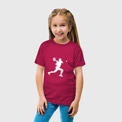 Футболка хлопковая детская Силуэт теннисистки, цвет: маджента — фото 2