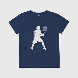 Футболка хлопковая детская Белый силуэт теннисиста, цвет: тёмно-синий