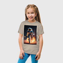 Футболка хлопковая детская Брутальный астронавт, цвет: миндальный — фото 2