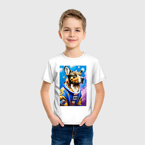 Детская футболка Пёс бравый космонавт / Белый – фото 3
