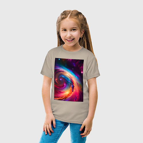 Детская футболка Космическая галактика / Миндальный – фото 4