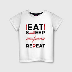 Футболка хлопковая детская Надпись: eat sleep Ghostrunner repeat, цвет: белый