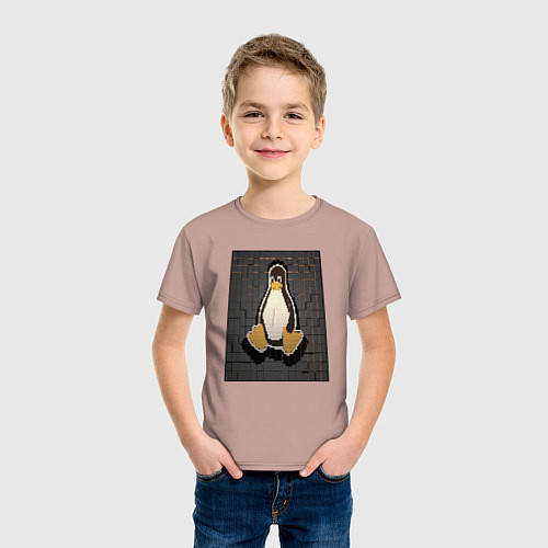 Детская футболка Linux Tux cubed / Пыльно-розовый – фото 3