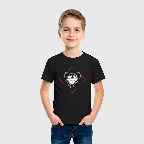 Детская футболка Символ Poppy Playtime в красном ромбе / Черный – фото 3