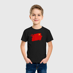Футболка хлопковая детская Флаг СССР серп и молот, цвет: черный — фото 2