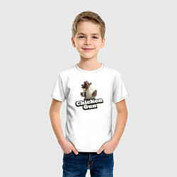 Футболка хлопковая детская Chicken Gun illustration, цвет: белый — фото 2