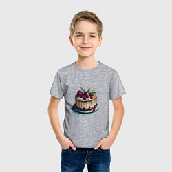 Футболка хлопковая детская Акварельный торт, цвет: меланж — фото 2