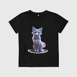 Футболка хлопковая детская Полярная лиса с украшениями, цвет: черный