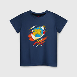Футболка хлопковая детская Герб советского союза в разрыве, цвет: тёмно-синий