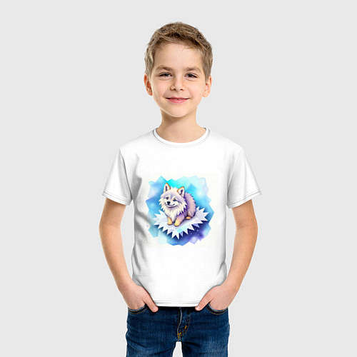 Детская футболка Милый волчонок на льдинке / Белый – фото 3