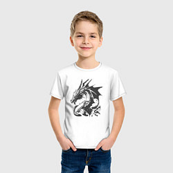 Футболка хлопковая детская Скандинавский дракон викингов, цвет: белый — фото 2