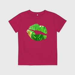 Футболка хлопковая детская Поцелуй лета, цвет: маджента
