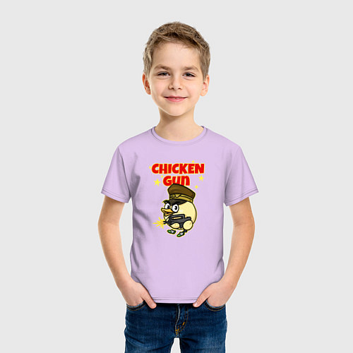 Детская футболка Chicken Gun - игра / Лаванда – фото 3