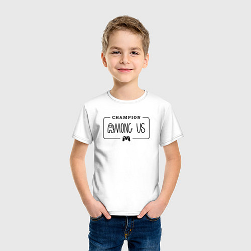 Детская футболка Among Us gaming champion: рамка с лого и джойстико / Белый – фото 3