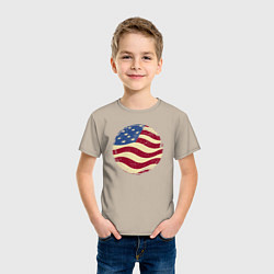 Футболка хлопковая детская Flag USA, цвет: миндальный — фото 2