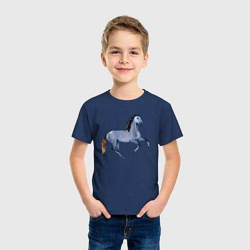 Детская футболка Андалузская лошадь / Тёмно-синий – фото 3