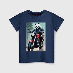 Футболка хлопковая детская Panda - cool biker, цвет: тёмно-синий