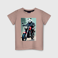 Футболка хлопковая детская Panda - cool biker, цвет: пыльно-розовый