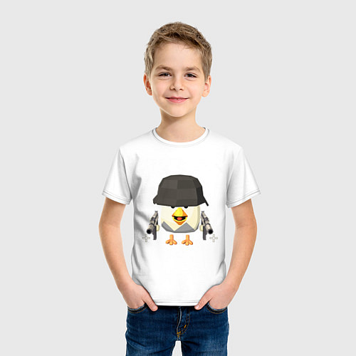 Детская футболка Chicken Gun в каске / Белый – фото 3