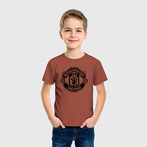 Детская футболка Manchester United black / Кирпичный – фото 3