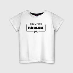 Футболка хлопковая детская Roblox gaming champion: рамка с лого и джойстиком, цвет: белый