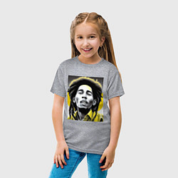 Футболка хлопковая детская Bob Marley Digital Art, цвет: меланж — фото 2