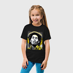 Футболка хлопковая детская Bob Marley Digital Art, цвет: черный — фото 2
