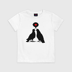 Футболка хлопковая детская Birds love, цвет: белый