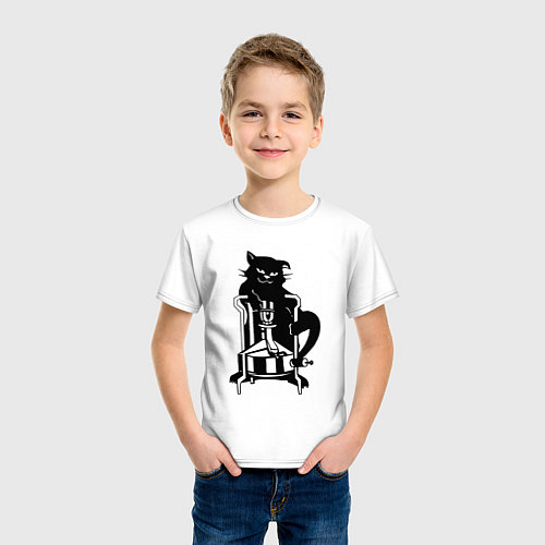Детская футболка Кот Бегемот на примусе / Белый – фото 3