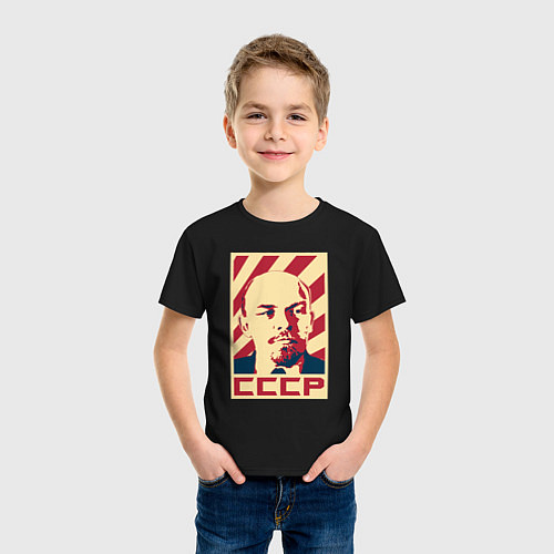 Детская футболка Владимир Ленин СССР / Черный – фото 3