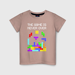 Футболка хлопковая детская Tetris - the game is never over, цвет: пыльно-розовый