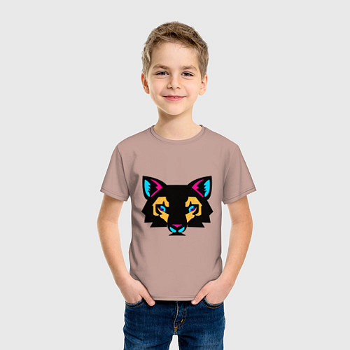 Детская футболка Яркий абстрактный кот / Пыльно-розовый – фото 3