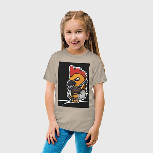 Детская футболка Chicken Gun арт / Миндальный – фото 4