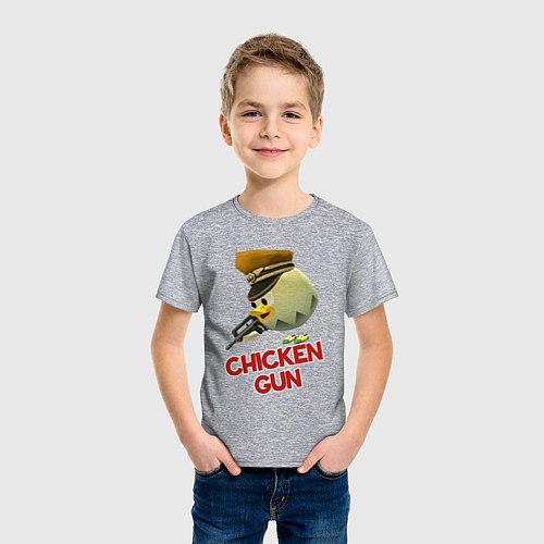 Детская футболка Chicken Gun logo / Меланж – фото 3