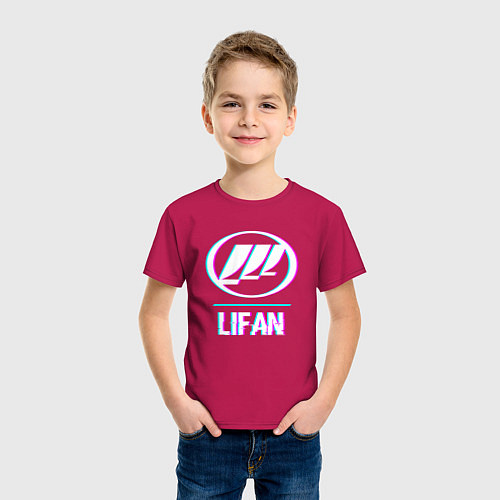 Детская футболка Значок Lifan в стиле glitch / Маджента – фото 3