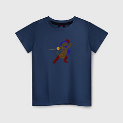 Футболка хлопковая детская Кот в сапогах со шпагой, цвет: тёмно-синий
