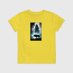 Футболка хлопковая детская Лесник и волк, цвет: желтый