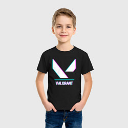 Футболка хлопковая детская Valorant в стиле glitch и баги графики, цвет: черный — фото 2
