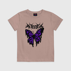 Футболка хлопковая детская Gothic black butterfly, цвет: пыльно-розовый