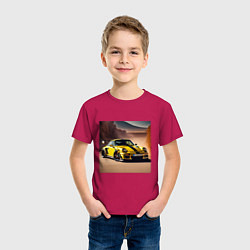 Футболка хлопковая детская Porsche 911, цвет: маджента — фото 2
